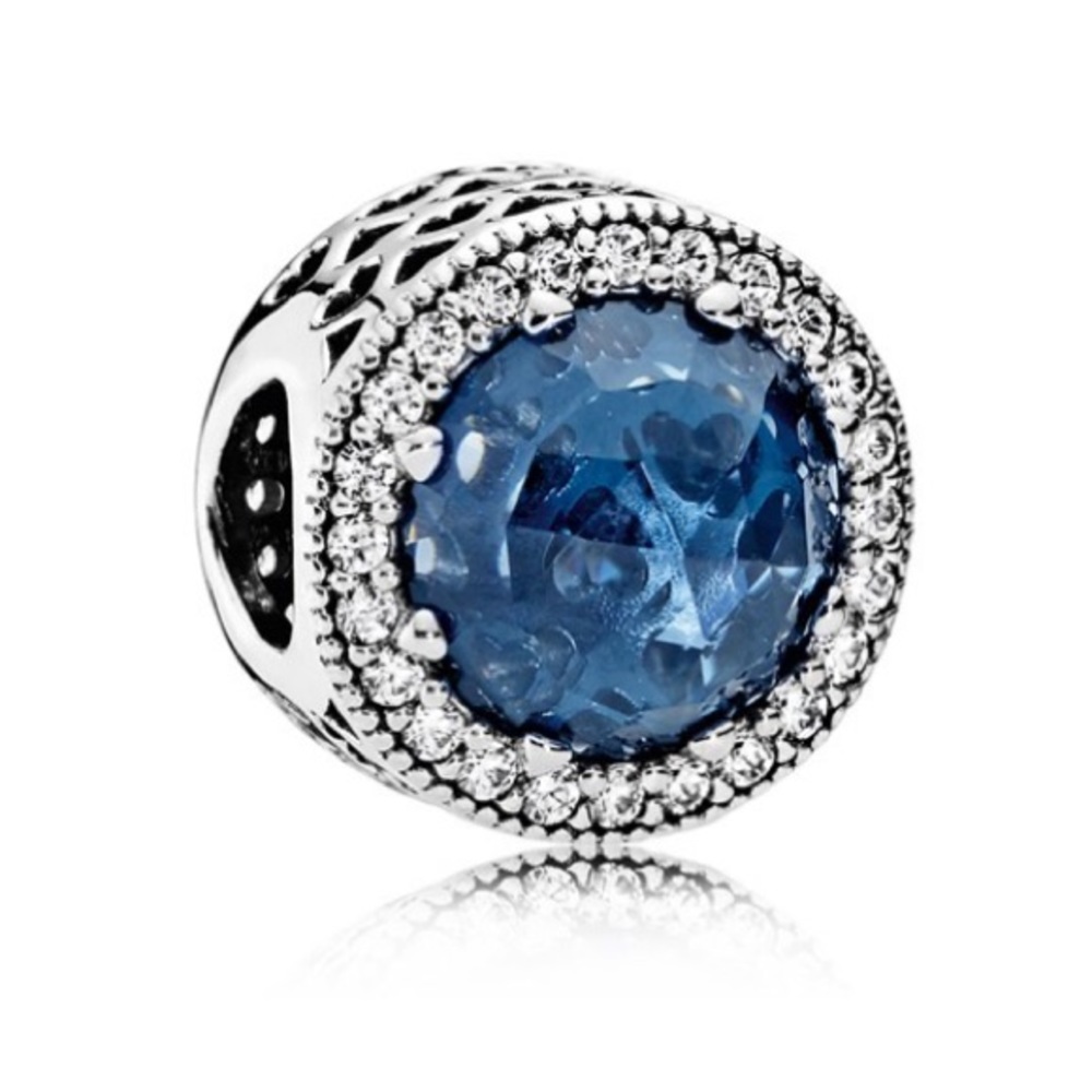 Authentic Pandora Blue Radiant Hearts Charm